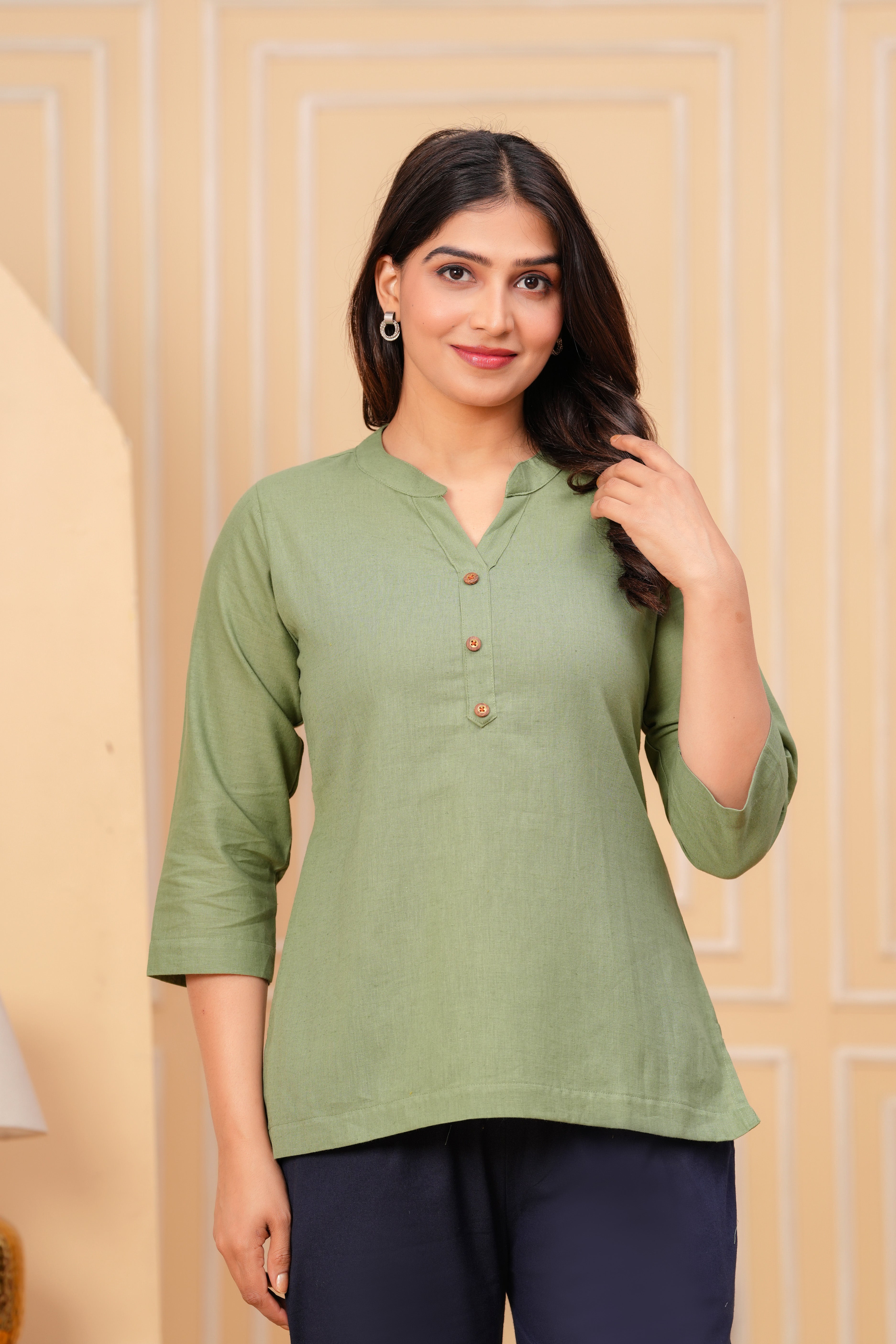 Linen Solid Short Kurta